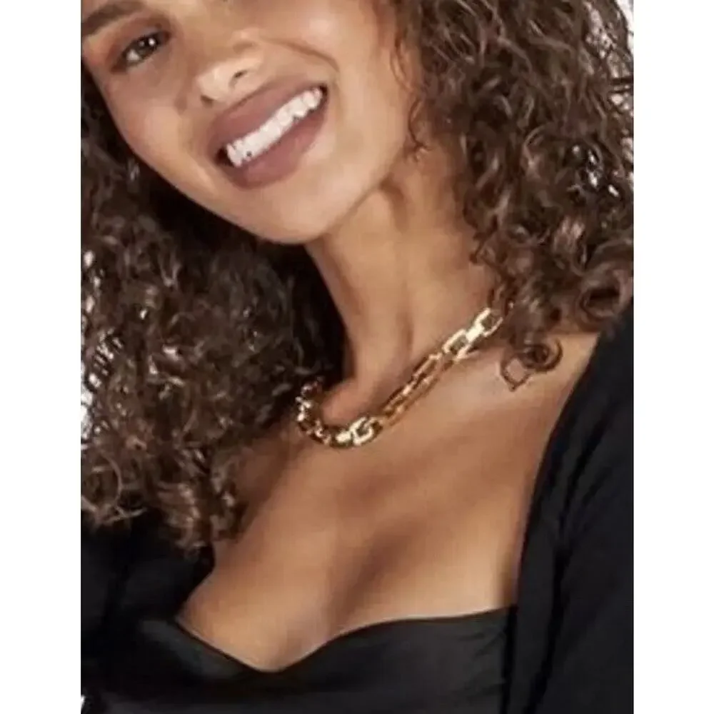 Eddie Borgo 12K Gold Plated Supra Link Polished Collar Chain‎ Necklace New